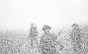 military soldiers obscured by smoke