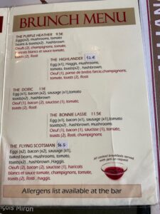 Auld Alliance brunch menu